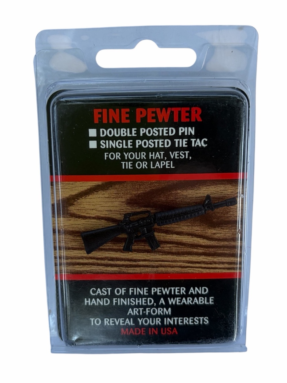 Empire Fine Pewter Black Rifle Pin Tie Tac Wearable Art USA Vest Tie Lapel New